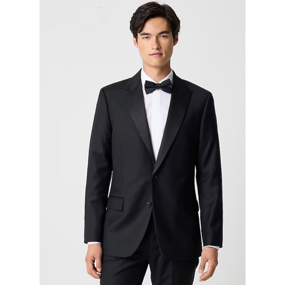 NEW! J. Crew Thompson Wool Blend Tuxedo Suit Jacket Sport Coat Black SZ 42L